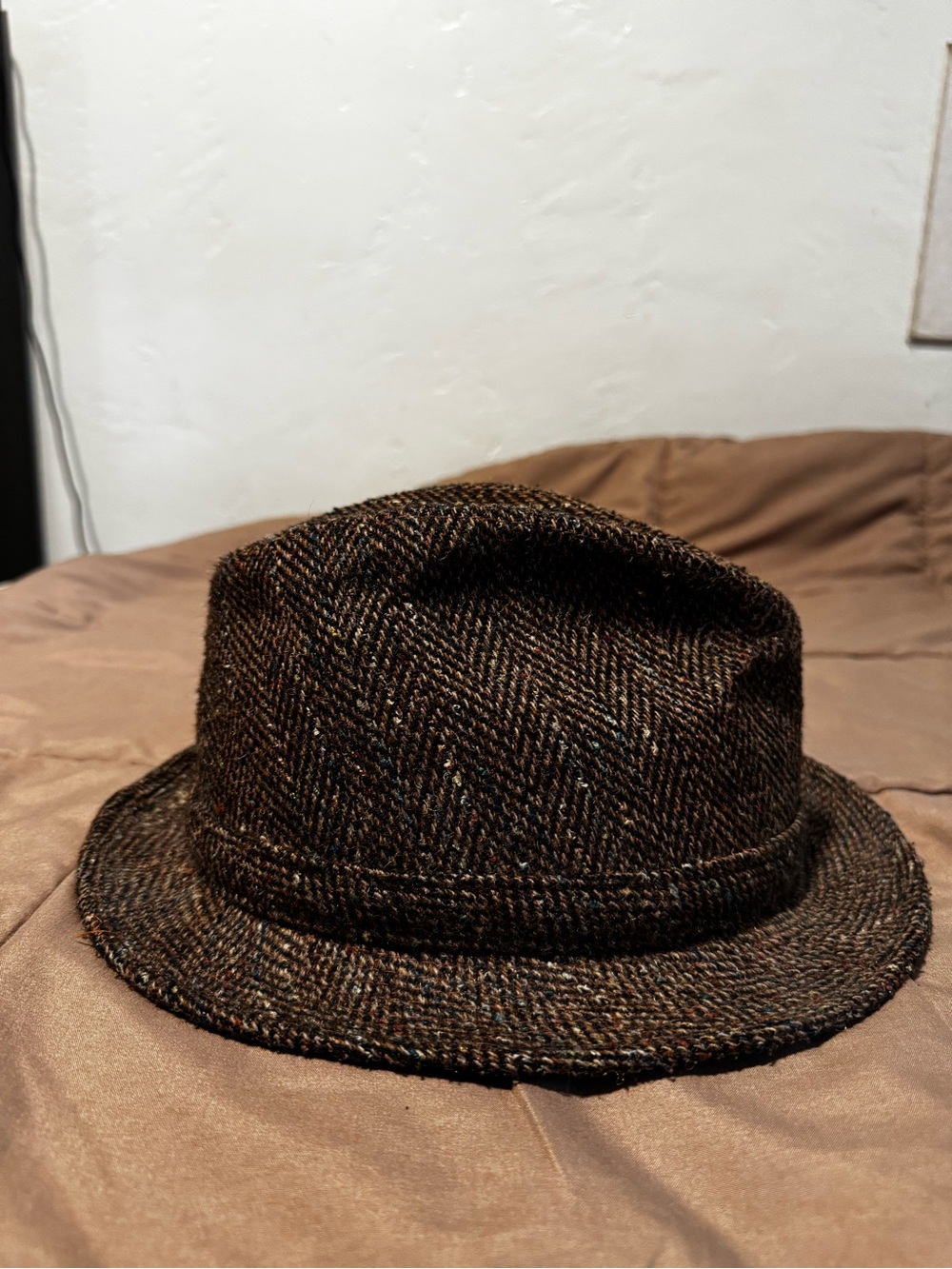 Classic Brown Tweed Fedora Hat - Women's Accessories